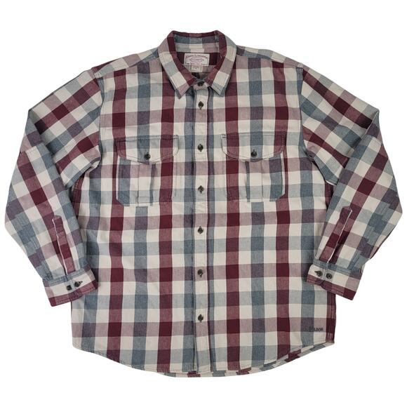 Filson Alaskan Guide Flannel Shirt Red, Grey & White | Men's Sz L - Picture 1 of 7